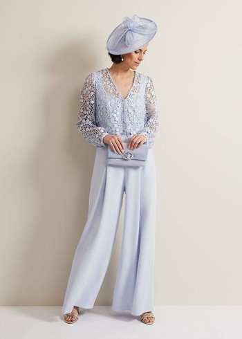 Phase Eight Mariposa Lace Jumpsuit Blue USA | 9218350-DP